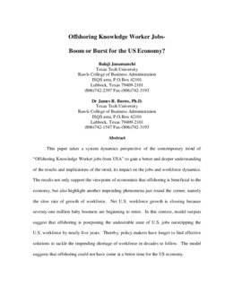 <span itemprop="name">Burns, James with Balaji Janamanchi, "Offshoring Knowledge Worker Jobs – Boom or Burst for the US Economy"</span>