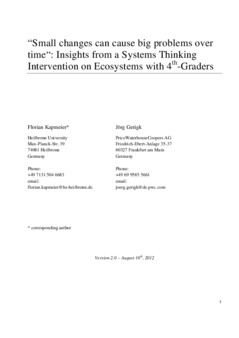 <span itemprop="name">Kapmeier, Florian with Jörg Gerigk, ""Small changes can cause big problems over time": Insights from a Systems Thinking Intervention on Ecosystems with 4th graders"</span>
