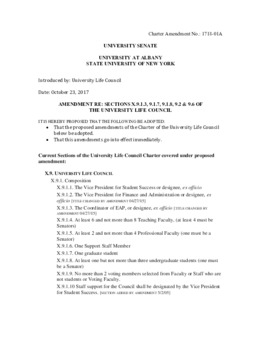 <span itemprop="name">Charter Amendment 1718-01A RE: SECTIONS X.9.1.3, 9.1.7, 9.1.8, 9.2 & 9.6 of the University Life Council</span>