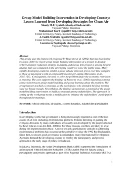 <span itemprop="name">Syahril, Shanty with Muhammad Tasrif, A. Taufik Mukhith and Lucentezza Napitupulu, "Group Model Building Intervention in Developing Country: Lesson Learned from Developing Strategies for Clean Air"</span>