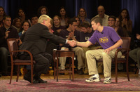 <span itemprop="name">An unidentified student and Host Chris Matthews...</span>