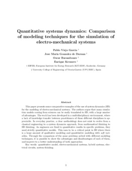 <span itemprop="name">Viejo Garcia, Pablo with Jose Gonzalez, Oscar Barambones and Enrique Kremers, "Quantitative systems dynamics: Comparison of modeling techniques for the simulation of electro-mechanical systems"</span>
