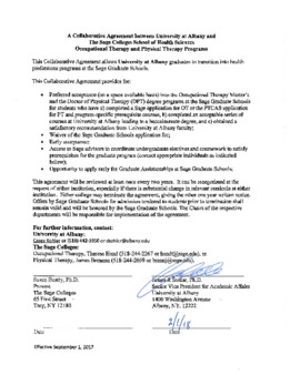 <span itemprop="name">Collaborative Agreement Between SUNY Albany and Sage Colleges School of Health Sciences Occupational Therapy and Physical Therapy Program</span>