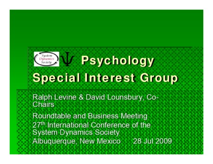 <span itemprop="name">Lounsbury, David with Ralph Levine, "Psychology Special Interest Group Poster Presentation, Annual Meeting, and Roundtable"</span>