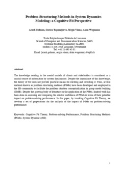 <span itemprop="name">Golnam, Arash with Sérgio Viana and Alain Wegmann, "Problem Structuring Methods in System Dynamics Modeling: a Cognitive Fit Perspective"</span>