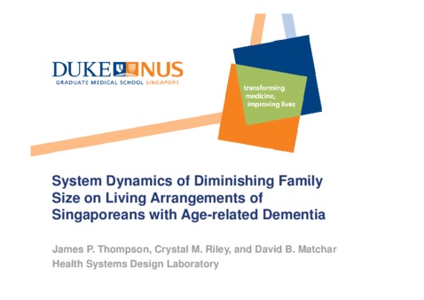 <span itemprop="name">Thompson, James with Crystal Riley and David Matchar, "System Dynamics of Diminishing Family Size on Living Arrangements of Singaporeans with Ageing-related Dementia"</span>