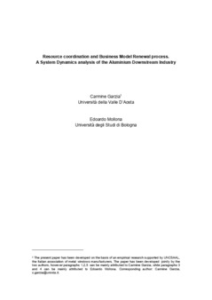 <span itemprop="name">Garzia, Carmine with Edoardo Mollona, "Resource coordination and Business Model Renewal process. A System Dynamics analysis of the Aluminium Downstream Industry"</span>