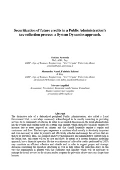 <span itemprop="name">Armenia, Stefano with Moreno Angelini, Alessandro Nanni and Fabrizio Baldoni, "Securitization of future credits in a Public Administrations tax-collection process: a System Dynamics approach"</span>