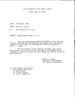 <span itemprop="name">Campus Progress Report No. 111, Letter from Walter M. Tisdale to President Evan R. Collins</span>