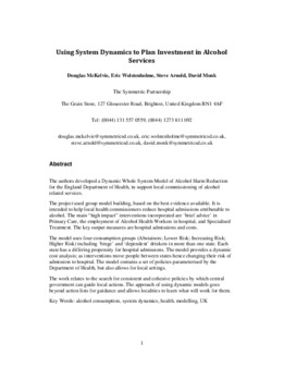 <span itemprop="name">McKelvie, Douglas with Eric Wolstenholme, Steve Arnold and David Monk, "Using System Dynamics to Plan Investment in Alcohol Services"</span>