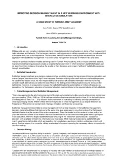 <span itemprop="name">Atci, Baransel with Guner Gursoy, "Improving Decision Making Talent in a New Learning Environment with Interactive Simulation: A Case Study in Turkish Army Academy"</span>