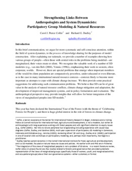 <span itemprop="name">Colfer, Carol with Richard Dudley, "Strengthening Links Between Anthropologists and System Dynamicists: Participatory Group Modeling & Natural Resources"</span>