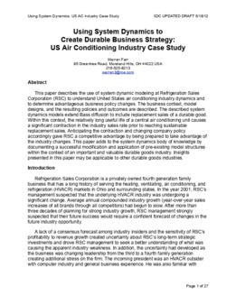 <span itemprop="name">Farr, Warren, "Using System Dynamics to Create Durable Business Strategy- US Air Conditioning Industry Case Study"</span>