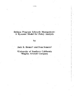 <span itemprop="name">Homer, Jack B. with Ivan Somers, "Defense Program Lifecycle Management: A Dynamic Model for Policy Analysis"</span>