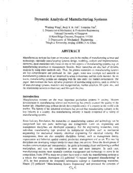 <span itemprop="name">Wang, Wanlong with Jerry Fuh and X Yongnian, "Dynamic Analysis of Manufacturing Systems"</span>