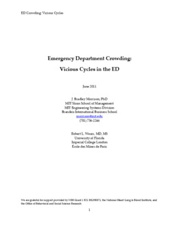 <span itemprop="name">Morrison, J. Bradley with Robert Wears, "Emergency Department Crowding:  Vicious Cycles in the ED"</span>