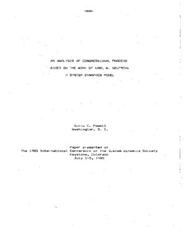 <span itemprop="name">Powell, Sonja C., "An Analysis of Congressional Process based on the Work of Karl W. Deutsch: A System Dynamics Model"</span>