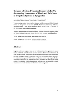 <span itemprop="name">Gallati, Justus with Bakyt Askaraliev, Daniel Maselli and Peter Niederer, "Towards a System Dynamics Framework for Understanding Interactions of Head- and Tail-Users in Irrigation Systems in Kyrgyzstan"</span>