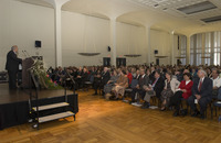 <span itemprop="name">The audience listens to tributes at the farewell...</span>