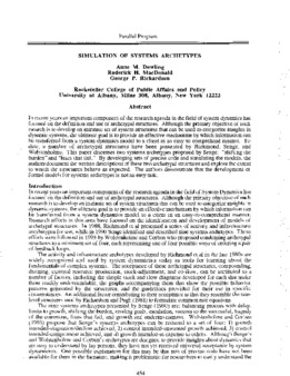<span itemprop="name">Dowling, Anne M. with Roderick H. MacDonald and George P. Richardson, "Simulation of Systems Archetypes"</span>