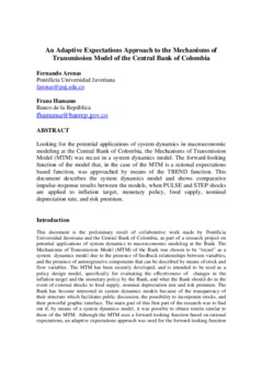 <span itemprop="name">Arenas, Fernando, "An Adaptive Expectations Approach to the Mechanisms of Transmission Model of the Central Bank of Colombia"</span>