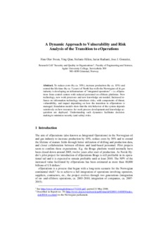 <span itemprop="name">Sveen, Finn with Ying Qian, Stefanie Hillen, Jaziar Radianti and Jose Gonzalez, "A Dynamic Approach to Vulnerability and Risk Analysis of the Transition to eOperations"</span>