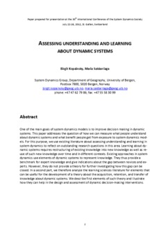<span itemprop="name">Kopainsky, Birgit with Maria Saldarriaga, "Assessing understanding and learning about dynamic systems"</span>