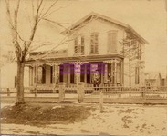 <span itemprop="name">Photo of the Page farmhouse, Boone, Iowa - With handwritten inscription "Great Grandfather Page's Farm, Boone, Iowa. Kate Page's home, unknown profile, Kate and sister?"</span>
