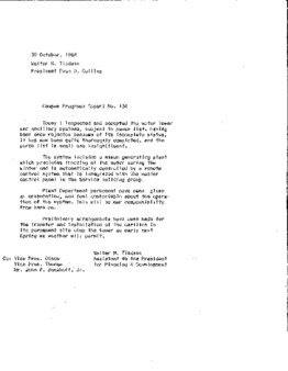 <span itemprop="name">Campus Progress Report No. 134, Letter from Walter M. Tisdale to President Evan R. Collins</span>