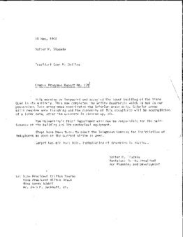 <span itemprop="name">Campus Progress Report No. 124, Letter from Walter M. Tisdale to President Evan R. Collins</span>