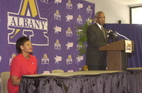 <span itemprop="name">University at Albany Athletic Director Lee McElroy...</span>
