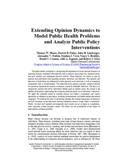<span itemprop="name">Moore, Thomas with Patrick Finley, John Linebarger, Alexander Outkin, Stephen Verzi, Nancy Brodsky, Daniel Cannon, Aldo Zagonel and Robert Glass, "Extending Opinion Dynamics to Model Public Health Problems and the Evaluation of Policy Interventions"</span>
