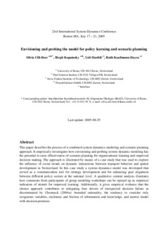 <span itemprop="name">Ulli-Beer, Silvia with Birgit Kopainsky, Ueli Haefeli and Ruth Kaufmann-Hayoz, "Envisioning and Probing the Model for Policy Learning and Scenario Planning"</span>