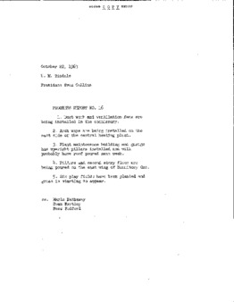 <span itemprop="name">Campus Progress Report No. 16, Letter from Walter M. Tisdale to President Evan R. Collins</span>
