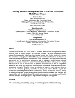 <span itemprop="name">Alessi, Stephen with Birgit Kopainsky and Erling Moxnes, "Teaching Resource Management with Web-Based Models and Multi-Player Games"</span>