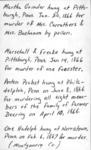 <span itemprop="name">Documentation for the execution of Martha Grinder, August Frieck, Benjamin Marshall, Anton Probst, Joseph Hoddapp</span>