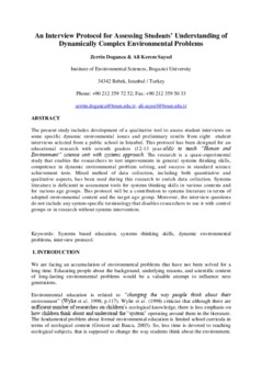 <span itemprop="name">Doganca, Zerrin with Ali Saysel, "An Interview Protocol for Assessing Students’ Understanding of Dynamically Complex Environmental Problems"</span>