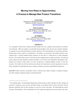 <span itemprop="name">Goncalves, Paulo with Feryal Erhun and Jay Holman, "Moving from Risks to Opportunities: A Process to Manage New Product Transitions"</span>