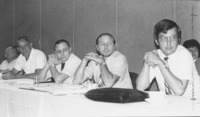 <span itemprop="name">Ernie Fox (third from left), Al Ermanovics...</span>