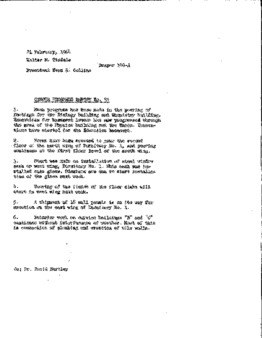 <span itemprop="name">Campus Progress Report No. 35, Letter from Walter M. Tisdale to President Evan R. Collins</span>