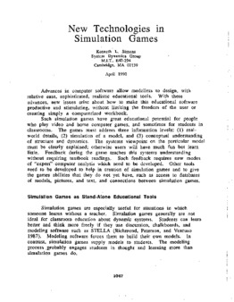 <span itemprop="name">Simons, Kenneth L., "New Technologies in Simulation Games"</span>