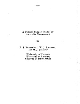 <span itemprop="name">Vermeulen, P.J. with W.J. Rossouw and M.J. Joubert, "A Decision Support Model for University Management"</span>