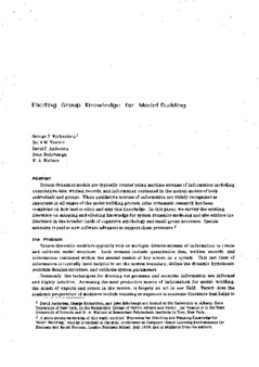 <span itemprop="name">Richardson, George P. with Jac A.M. Vennix, David M. Anderson, John Rohrbaugh and W.A. Wallace, "Eliciting Group Knowledge for Model-Building"</span>