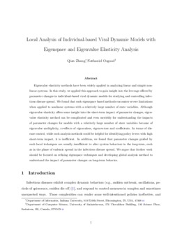 <span itemprop="name">Zhang, Qian with Nathaniel Osgood, "Local Analysis of Individual-based Viral Dynamic Models with Eigenspace and Eigenvalue Elasticity Analysis"</span>