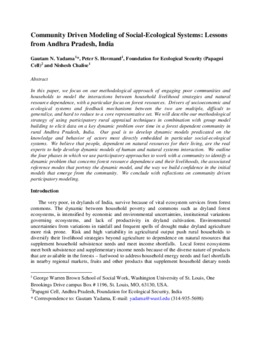 <span itemprop="name">Yadama, Gautam with Peter Hovmand, Nishesh Chalise and Papagni Cell, Foundation for Ecological Security, "Community Driven Modeling of Social-Ecological Systems: Lessons from Andhra Pradesh, India"</span>