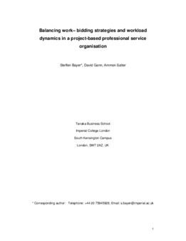 <span itemprop="name">Bayer, Steffen with David Gann and Ammon Salter, "Balancing Work – Bidding Strategies and Workload Dynamics in a Project-Based Professional Service Organisation"</span>