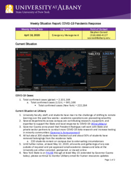 <span itemprop="name">UAlbany COVID-19 Weekly Situation Report</span>