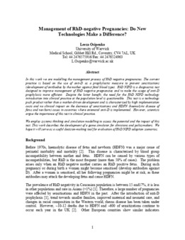 <span itemprop="name">Osipenko, Leeza, "Management of RhD-negative Pregnancies: Do New Technologies Make a Difference?"</span>