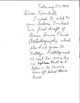 <span itemprop="name">Draft Autobiography, donated by Kendall Birr and Kathlyn Andrews</span>