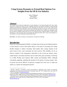 <span itemprop="name">Johnson, Scott with Tim Taylor and David Ford, "Using System Dynamics to Extend Real Options Use: Insights from the Oil & Gas Industry"</span>